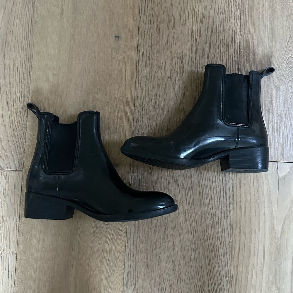 Jeffrey Campbell Black Pointed Toe Rubber Rain Boots (Size 8)